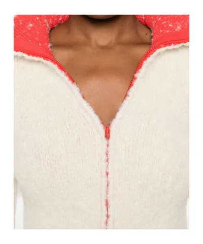 Diesel Cropped Blazer With Contrast Collar And Long Sleeves In White