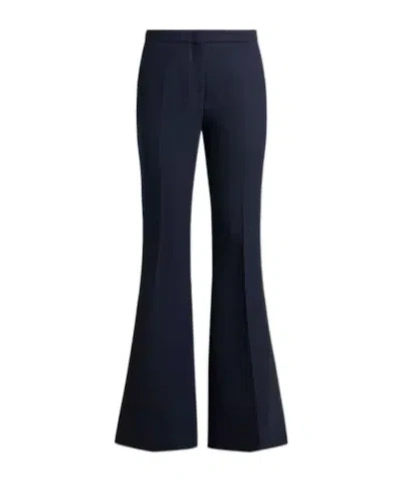 Etro Flared Wool-blend Tricotine Trousers In Blue