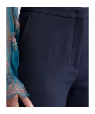 Etro Flared Wool-blend Tricotine Trousers In Blue