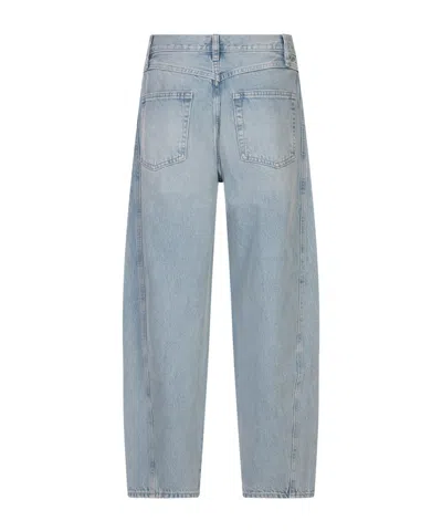 Frame Twisted High-rise Barrel Jeans In Never In Blue
