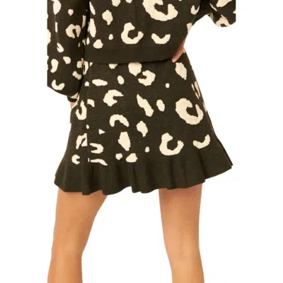 Truedames A Leopard-print Knit Mini Skirt In Black