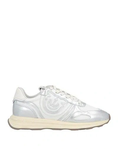 Pinko Low Top Sneakers Metallic Finish In Silver