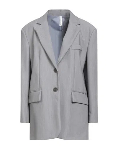 Tensione In Woman Overcoat & Trench Coat Grey Size M Polyester, Viscose, Elastane In Gray