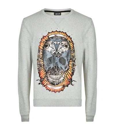 Just Cavalli Skull Print Sweatshirt In Grey