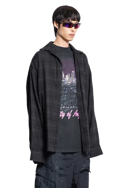 Balenciaga Layered Construction Shirt Featuring Patch Pocket In Black