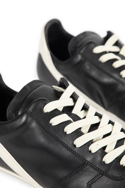 Rick Owens Black Low-top Sneakers With Contrasting Details In Leather Man In Black