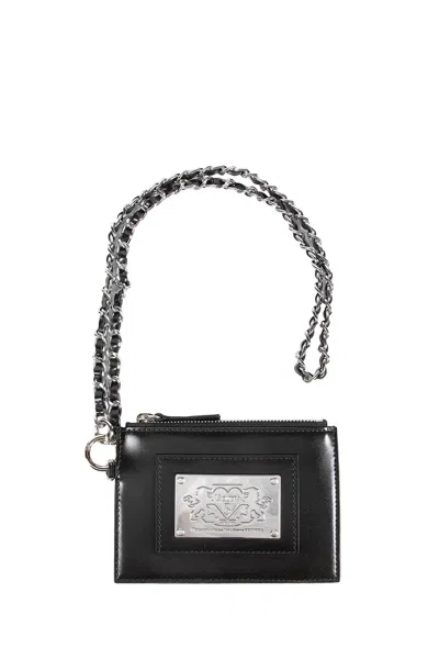 Vaquera Coated Cotton Patch Chain Wallet In Black
