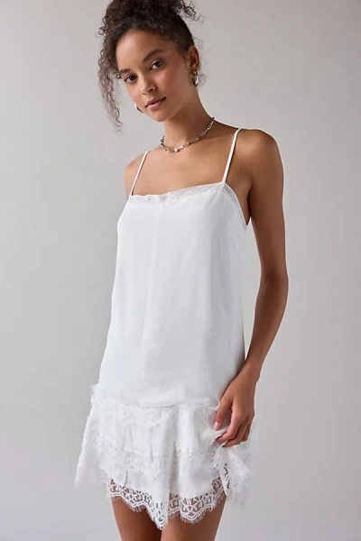 Kimchi Blue Up In The Air Tiered Lace Slip Mini Dress In Ivory, Women's At Urban Outfitters In White