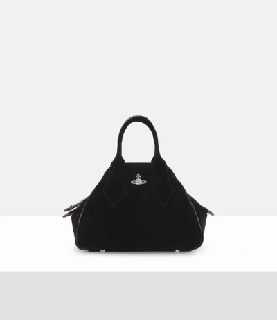 Vivienne Westwood Borsa A Mano Yasmine Media In Pelle Scamosciata Nera Donna In Black