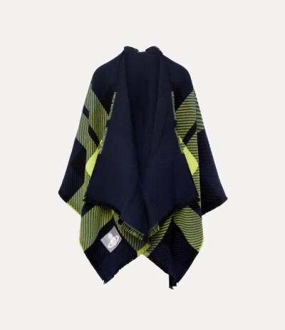 Vivienne Westwood Tartan Poncho Rtw Tartan Moonshine-tartan Os-u Unisex In Blue