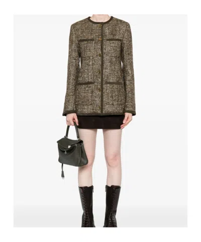 Golden Goose Coffee-colored Wool Tweed Jacket In Brown