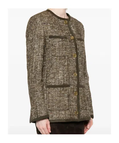 Golden Goose Coffee-colored Wool Tweed Jacket In Brown