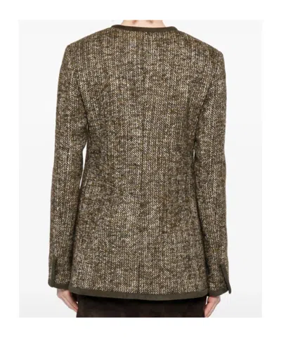 Golden Goose Coffee-colored Wool Tweed Jacket In Brown