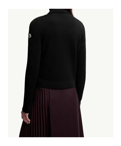 Moncler Wool And Quilted Shell Down Cardigan In Black