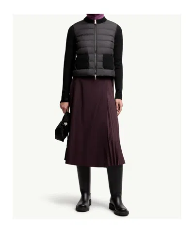 Moncler Wool And Quilted Shell Down Cardigan In Black