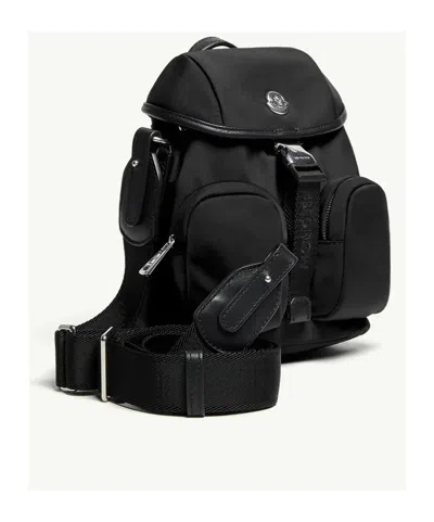 Moncler Versatile Polyester Backpack Adjustable Straps In Black