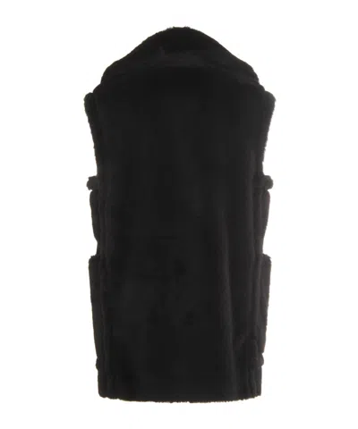 Max Mara Sleeveless Teddy Jacket In Alpaca And Wool Jackets And Coats Black In Black