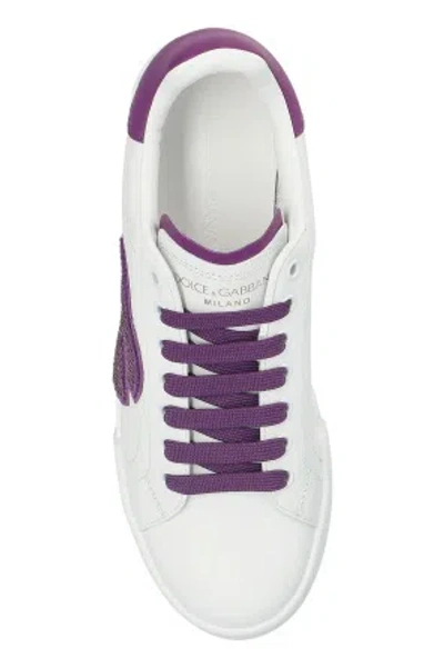 Dolce & Gabbana Crystal-embellished Leather Sneakers In White