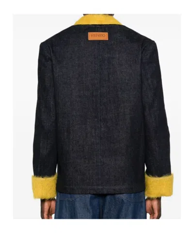 Kenzo Crewneck Jacket With Notched Lapels And Pockets In Black
