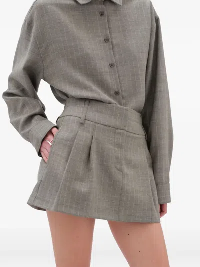 Remain Birger Christensen Double Waistband Skirt With Flattering Silhouette In Gray