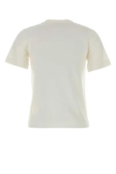 Burberry Ribbed Cotton T-shirt With Equestrian Motif And Logo Patch In Neutral