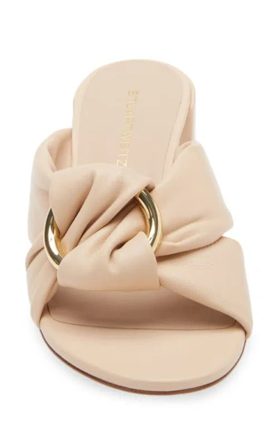 Stuart Weitzman Cece Leather Twisted Ring Slide Sandals In Neutral