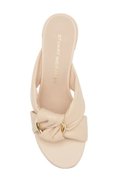 Stuart Weitzman Cece Leather Twisted Ring Slide Sandals In Neutral