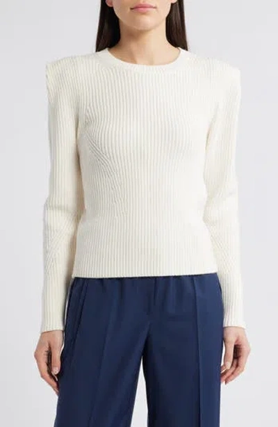 Hugo Boss Boss Frarimi Extended Shoulder Crewneck Sweater In White
