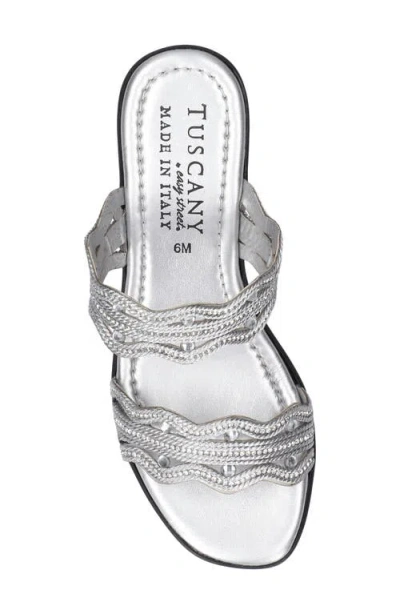 Easy Street Selva Platform Wedge Slide Sandal In Silver