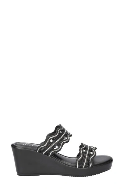 Easy Street Selva Platform Wedge Slide Sandal In Black