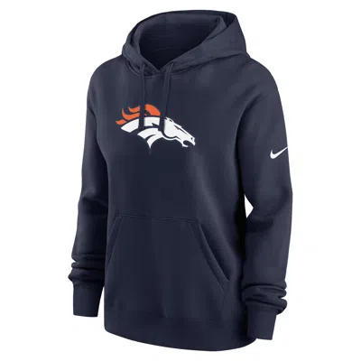 Nike Navy Denver Broncos Club Fleece Pullover Hoodie In Blue