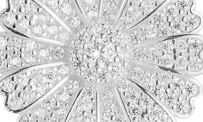 Sphera Milano Silver Cz Flower Earrings In Metallic