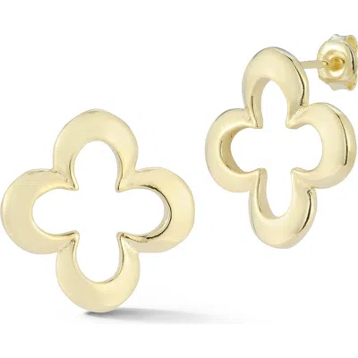 Sphera Milano 14k Over Silver Clover Statement Studs In Gold