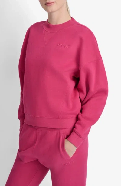 Dkny Logo Crop Sweatshirt In Pink