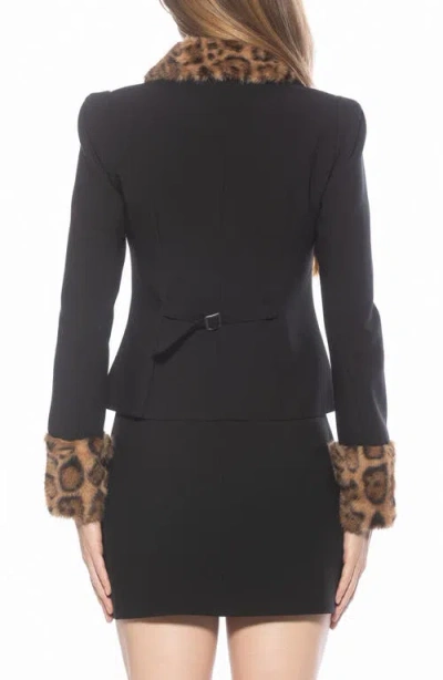 Alexia Admor Fran Faux Fur Trim Twill Jacket In Black