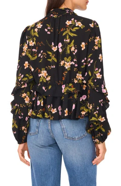Ted Baker Ruffle V-neck Button Top In Black