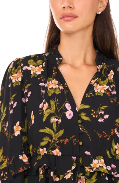 Ted Baker Ruffle V-neck Button Top In Black