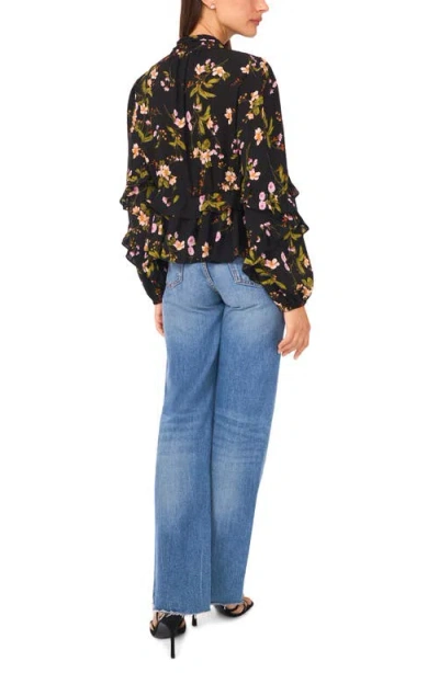 Ted Baker Ruffle V-neck Button Top In Black