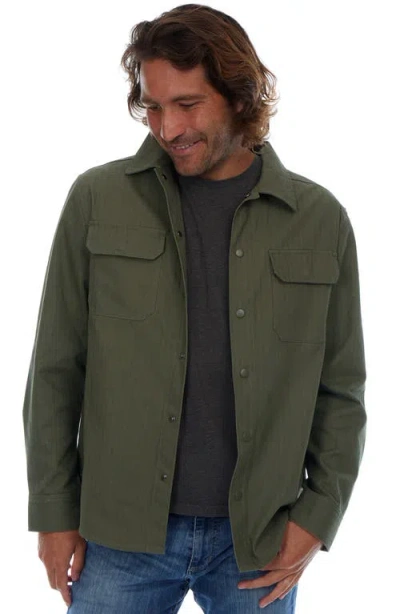 Px Herringbone Cotton Work Shirt In Green