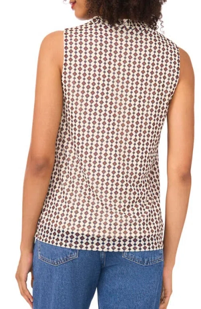 Halogen ® Ditsy Cowl Neck Sleeveless Mesh Top In Brown