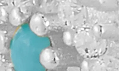 Sphera Milano Silver Synthetic Turquoise Cz Evil Eye Earrings In Metallic