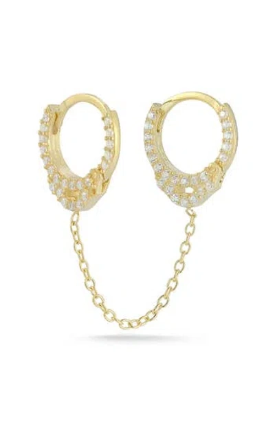 Sphera Milano Cubic Zirconia Double Piercing Single Drop Earring In Gold