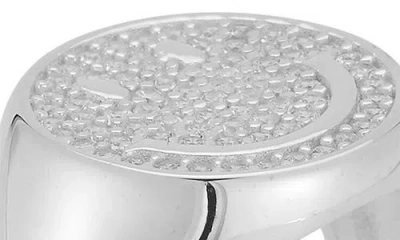 Sphera Milano Silver Cz Smiley Face Ring In Silver