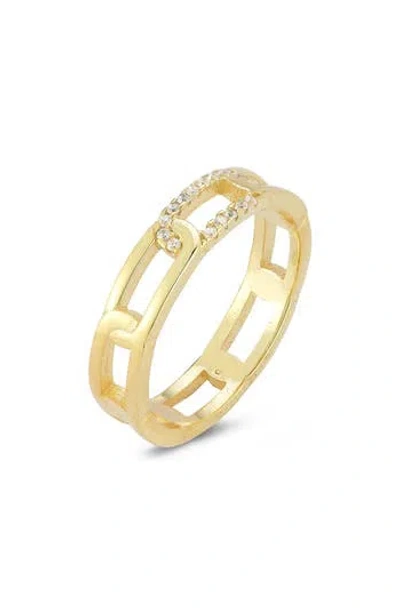 Sphera Milano 14k Gold Plated Cz Chain Link Ring In Gold
