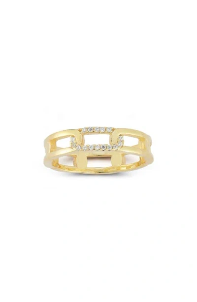 Sphera Milano 14k Gold Plated Cz Chain Link Ring In Gold