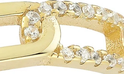 Sphera Milano 14k Gold Plated Cz Chain Link Ring In Gold