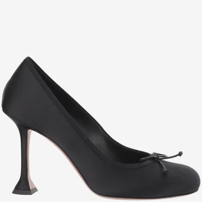 Amina Muaddi Women Black Bow Heels, 3.5 Luxury Pumps & Heels For Women Darveys In Black