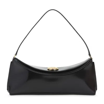 Jacquemus Le Calisso Black Shoulder Bag With Engraved Snap Button In Leather In Black