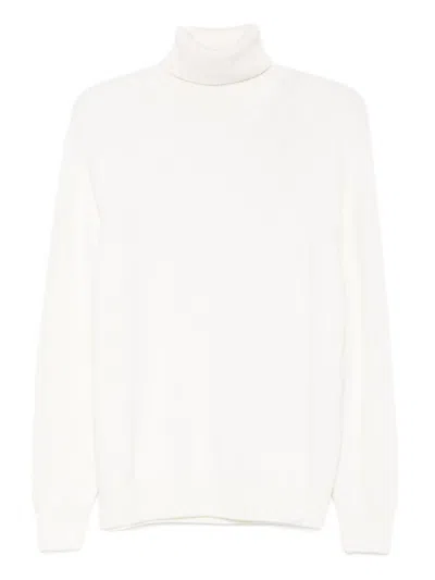 Paul & Shark High Neck Ribbed Sweater In White