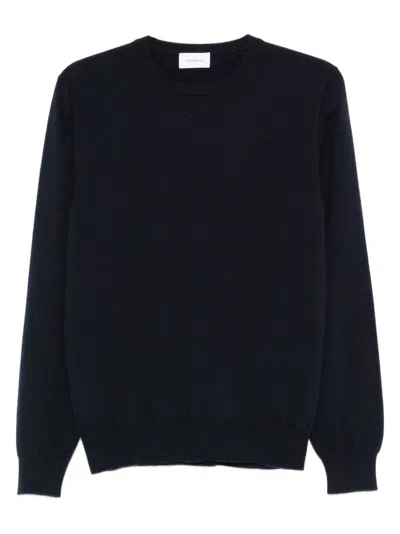 Malo Crew Neck Wool Sweater With Long Sleeves In Blue